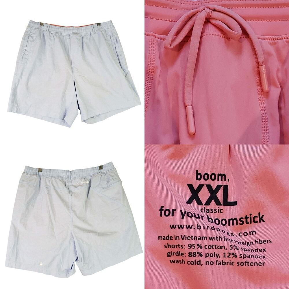 Bird‎ Dogs Classic Boom Blue Elastic Pocket Performance Running Shorts Size XXL